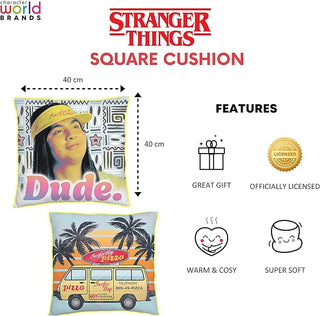 Stranger Things Square Cushion - Dude Surfer Design - 40x40cm