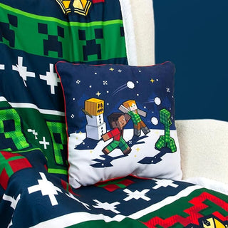 Minecraft Square Cushion - Snowy Design - 40x40cm