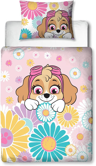 Paw Patrol Reversible Duvet Set - Flowers And Skye Design - Toddler