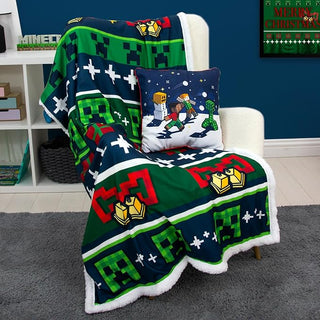 Minecraft Square Cushion - Snowy Design - 40x40cm