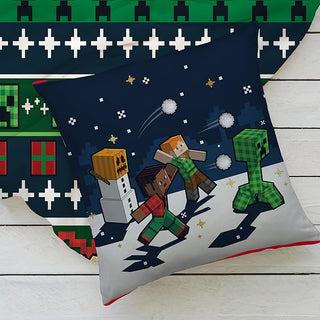 Minecraft Square Cushion - Snowy Design - 40x40cm