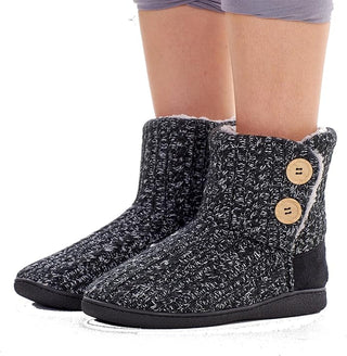 Keanu Ladies Cable Knit Boots - Chenille Knit with Non-Slip Rubber Sole