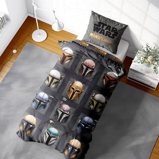 Star Wars (The Mandalorian) Reversible Duvet Set - Mandalorian Helmet Design - Single
