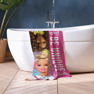 Barbie Official Towel Super Soft Feel, Fresh Design Perfect The Home, Bath, Beach & Swimming Pool  100% Cotton, One size 140cm x 70cm, Pink