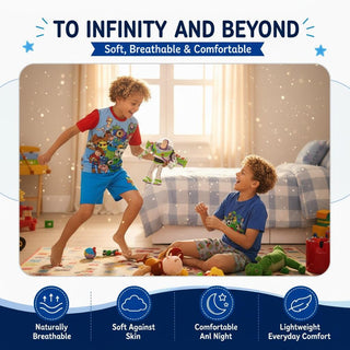 Disney Toy Story 5 Boys Short Pyjamas 2 Pack | Squad Character Print Shortie PJs | 100% Cotton Kids Pyjama Set | Boys Nightwear Ages 18 Months to 10 Years