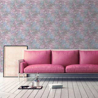 Muriva Camouflage Lilac Brick Wallpaper L33506 – Brick Effect Design – 10m Roll