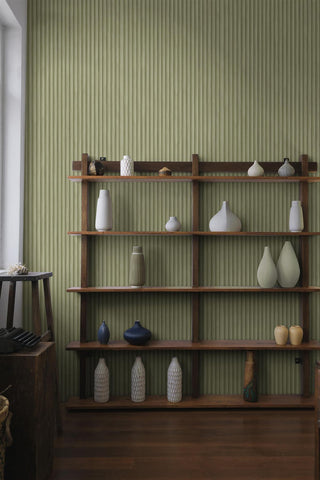 Holden Decor Bevel Slat Sage Wallpaper 13830 – Modern Slat Panel Design – 10m Roll