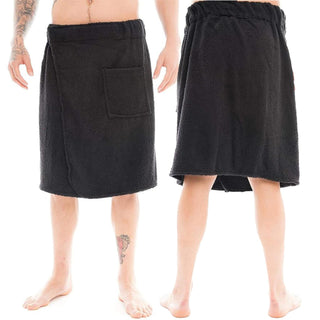 Keanu Mens Towel Wrap - 100% Cotton - White, Red and Black Design
