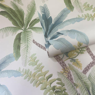 Holden Decor Trailing Palm Wallpaper - Charcoal, Teal & Green/Cream - 10m x 53cm Wide