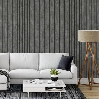 Muriva Wooded Slats Black Wallpaper 102576 10m Roll Wood Effect Modern Feature Wall