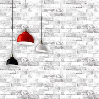 Debona Brick Effect Wallpaper - White & Grey  - 10m x 53cm Wide
