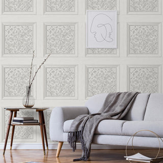 Fine Decor Carved Panel in Beige and Charcoal Wallpaper - 10m x 53cm Wide