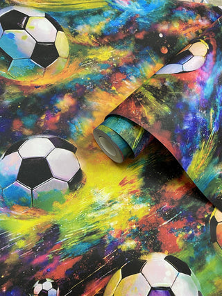 Holden Decor Football Galaxy Multi Wallpaper 13780 – Fun Football Design – 10m Roll