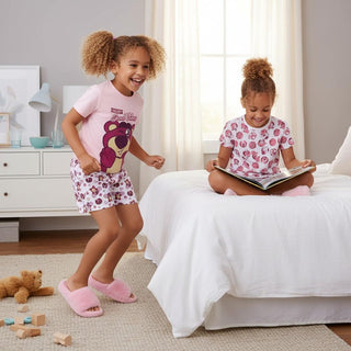 Disney Toy Story Girls Pyjamas 2 Pack | Lotso "Beary Good Vibes" Short & Squad All-Over Print Short Pyjama Sets | 100% Cotton PJs | Kids Nightwear Ages 18 Months to 12 Years