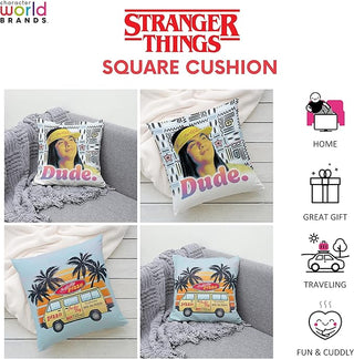 Stranger Things Square Cushion - Dude Surfer Design - 40x40cm