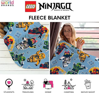 Lego Fleece Blanket - Ninjago Design - 100% Polyester - 100 x 150cm