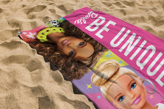Barbie Official Towel Super Soft Feel, Fresh Design Perfect The Home, Bath, Beach & Swimming Pool  100% Cotton, One size 140cm x 70cm, Pink