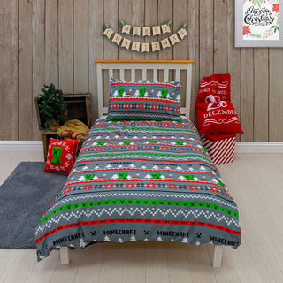 Minecraft Reversible Duvet Set - Christmas Design - Single