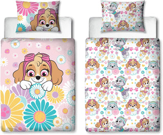 Paw Patrol Reversible Duvet Set - Flowers And Skye Design - Toddler