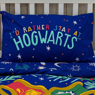 Harry Potter Reversible Duvet Set - I'd Rather Stay At Hogwarts Design - Single