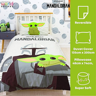 Star Wars (The Mandalorian) Reversible Duvet Set - Baby Yoda Design - Single