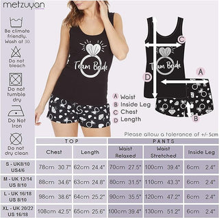Metzuyan Ladies Shortie Pyjamas - Bride to be Design - 100% Cotton