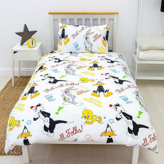 Looney Tunes Reversible Duvet Set - Thats's All Folks Design - Single and Double