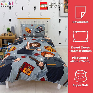 Harry Potter Reversible Duvet Set - Lego Gryffindor Design - Single