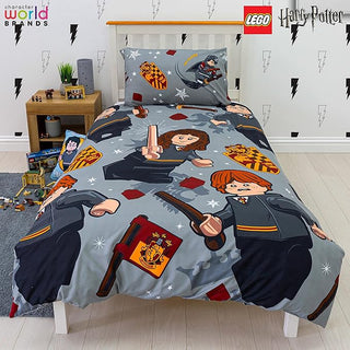 Harry Potter Reversible Duvet Set - Lego Gryffindor Design - Single