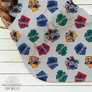 Harry Potter Fleece Throw Blanket - Crests Design - 100% Polyester - 100 x 150cm