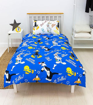 Looney Tunes Reversible Duvet Set - Thats's All Folks Design - Single and Double