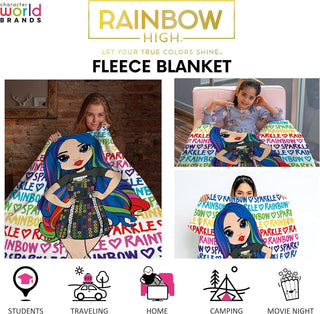 Rainbow High Fleece Throw Blanket - Rainbow Design - 100% Polyester - 100 x 150cm