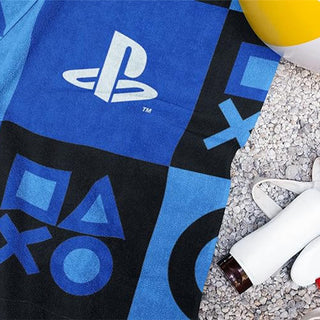 Playstation Towel - Icons Check Logo Design - 100% Cotton - 140 x 70cm