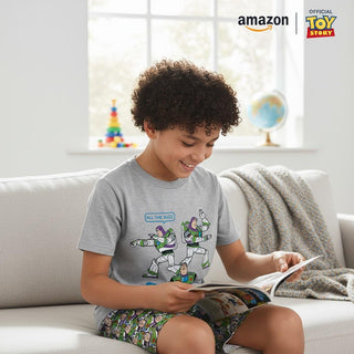 Disney Toy Story 5 Boys Short Pyjamas Pack of 2 – Buzz Lightyear & Woody Design Short Pyjama Sets – 100% Cotton Kids Sleepwear Multipack – Ages 18 Months to 10 Years