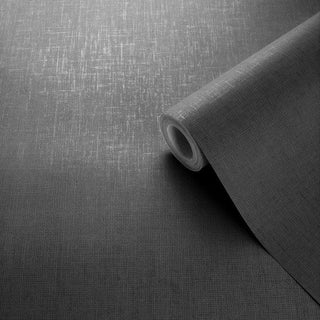 Muriva Linen Texture Black Wallpaper 173535 10m Roll Modern Textured Feature Wall