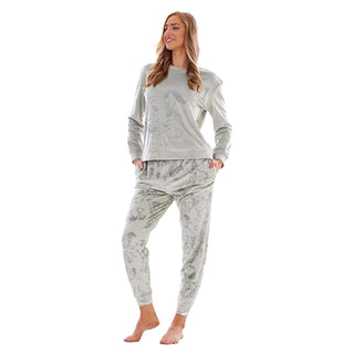 K Collection Ladies Ex Store Velour Pyjamas - Dalmatian Design - Sizes 4-22