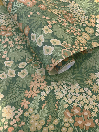 Holden Decor Everbloom Emerald Green Wallpaper 13900 – Botanical Floral Design – 10m Roll