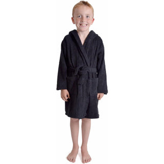 Keanu Kids Bath Robe - Black Design - 100% Cotton - Ages 7-13 Years