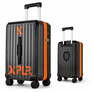 XPLR Cabin Suitcase 20 Inch (55x34x24cm) - Hard Shell Carry On Luggage with USB Charging Port, Cup Holder, TSA Lock, 360° Spinner Wheels, Lightweight 2.8kg Hand Luggage for Travel