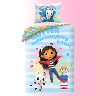 Gabby’s Dollhouse Reversible Duvet Set - Glitter Makes Everything Better Design - Single