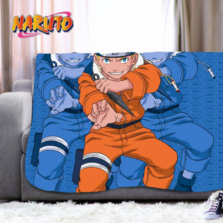 Naruto Fleece Blanket - Naruto and His Shadow Clones Cloud Design - 100% Polyester - 100 x 150cm