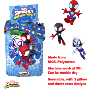 Disney Spiderman Reversible Duvet Set - Spidey and His Amazing Friends Design - Single