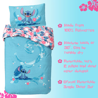 Disney Lilo & Stitch Reversible Duvet Set - Stitch Design - Single