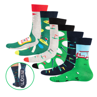 Mens 6 Pack Golf Designs Cotton Rich Socks - Size UK 6-11
