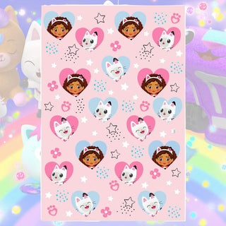 Gabby’s Dollhouse Fleece Blanket - Gabby & Pandy Paws Design - 100% Polyester - 100 x 150cm