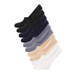 Ladies 6 Pack Bamboo Invisible Socks - Casual Low Cut Socks, Non Slip Grip Liner