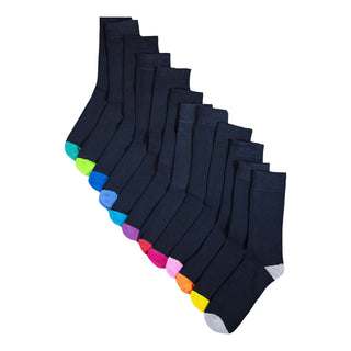 Kids 12 Pack Dress Coloured Heal & Toe Socks