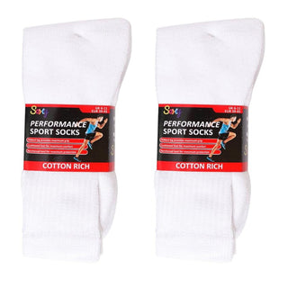 Mens 12 Pack Cotton Rich Sport Socks Work Socks Big Foot - Black and White (UK 12-14)