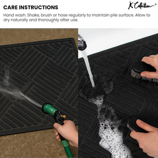K Collection Recycled Enviro Non Slip Rubber Mat – Indoor/Outdoor Entrance Door Mat – Heavy Duty Eco Friendly - Perfect Dust/Debris Grabbing Doormats - Dark Grey