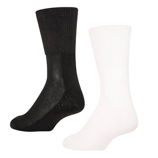 Mens 6 Pack Extra Wide Bamboo Diabetic Sock - Black and White